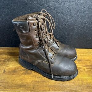Wolverine McKay Mens Brown Leather Metguard Steel Toe Work 8" Boots 9.5 M W05680